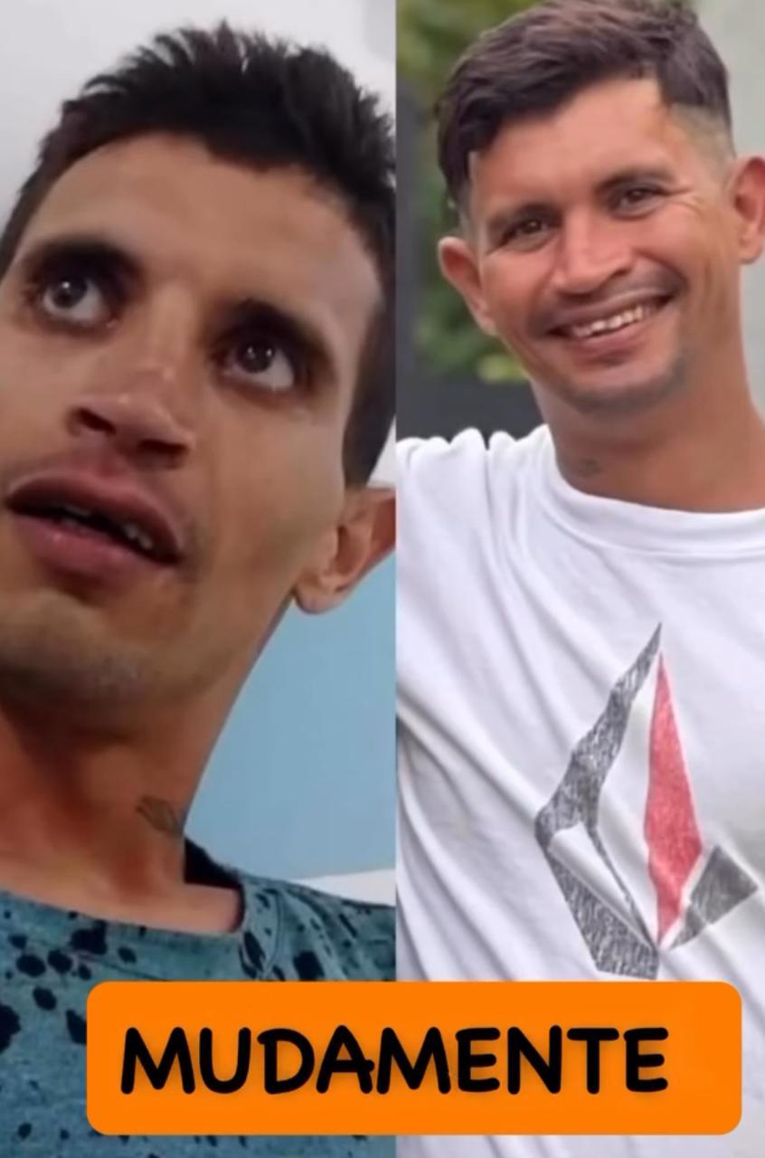 Montagem com dois retratos lado a lado e a palavra Muda Mente em uma faixa laranja.